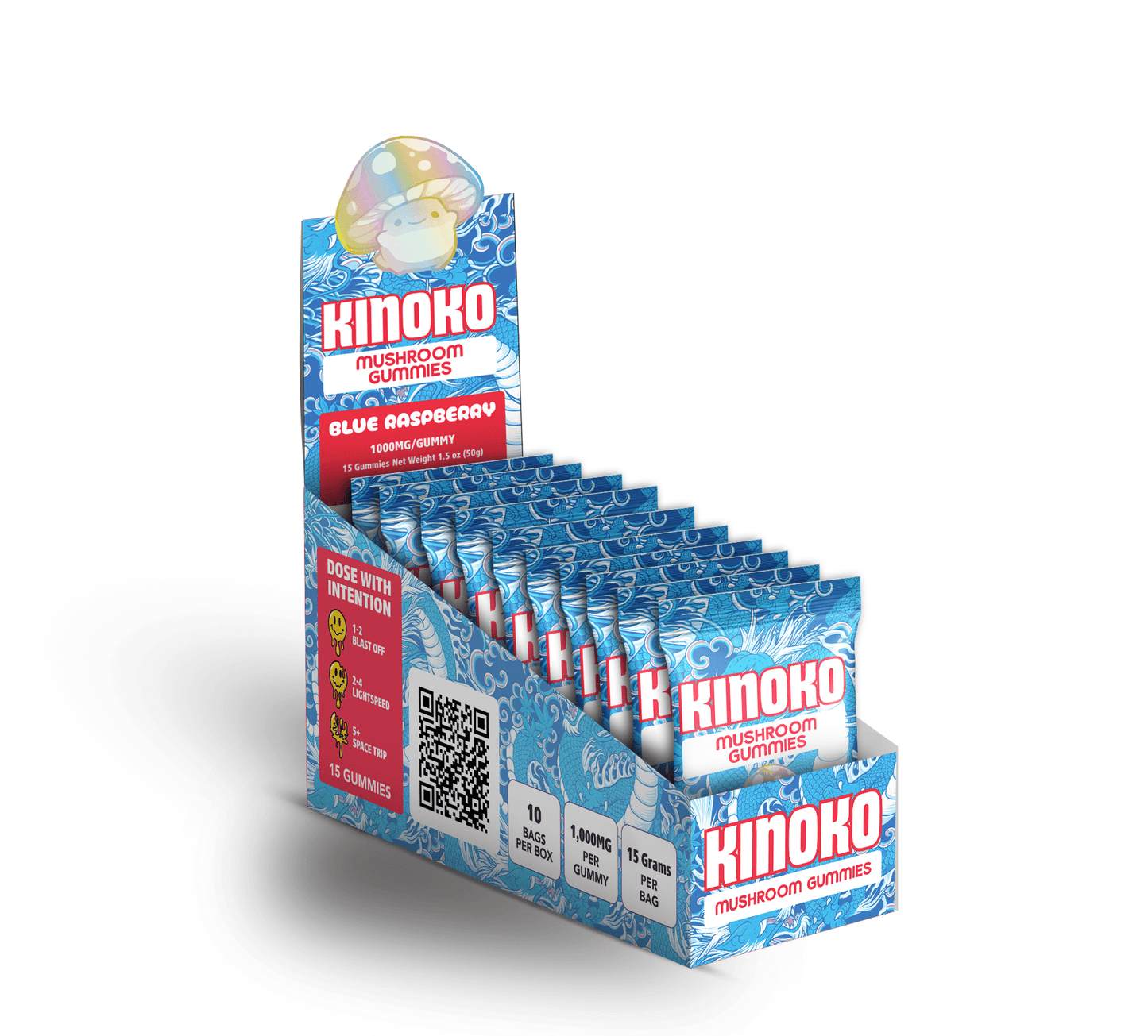KINOKO Blue Raspberry Magic Mushroom Gummies - Outer Space Distribution